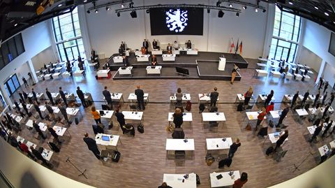 Blick in den Thüringer Landtag in Erfurt