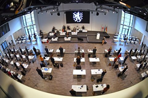 Blick in den Thüringer Landtag in Erfurt