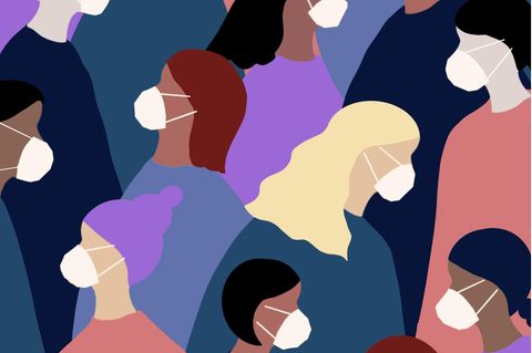 FFP2-Masken: Grafik zeigt Menschen, die eine Maske tragen