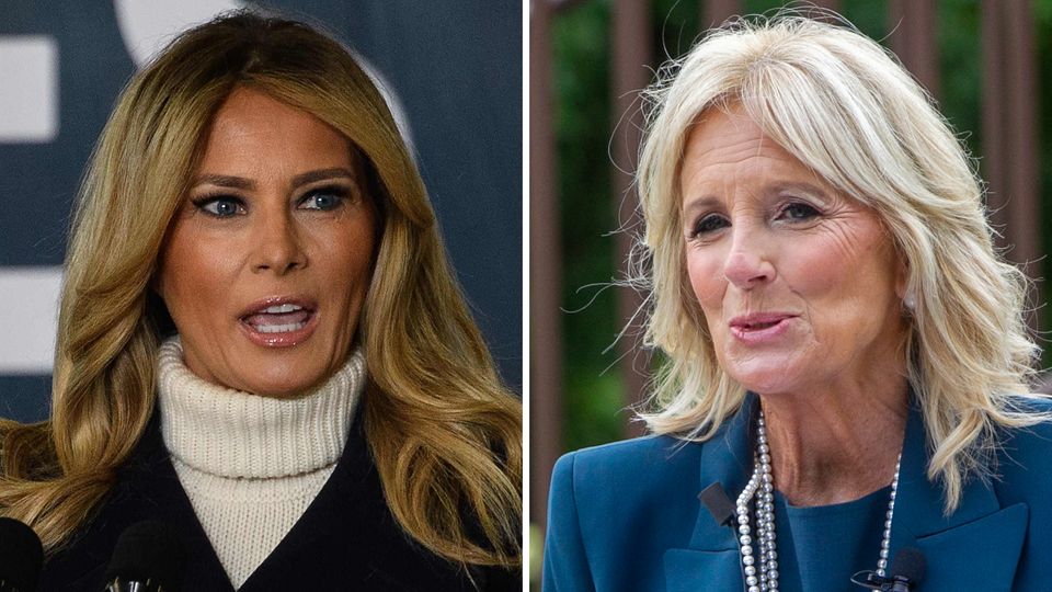 Melania Trump (l.), Jill Biden