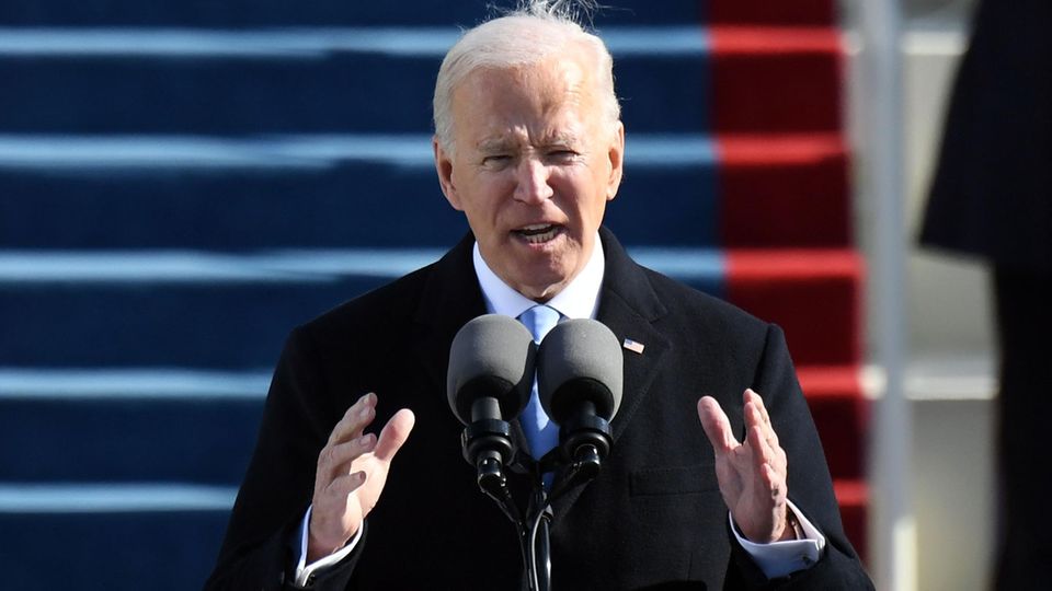 Joe Biden während seiner Antrittsrede als US-Präsident vor dem Kapitol