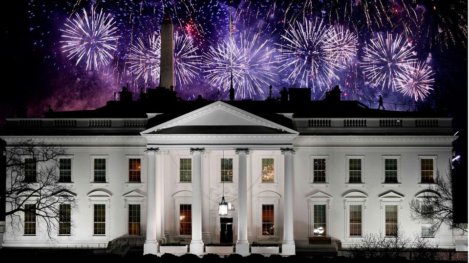 Feuerwerk über dem Weißen Haus zur Feier der Amtseinführung von Joe Biden 