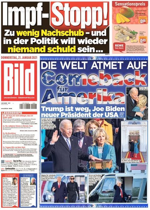 Joe Biden folgt auf Donald Trump: Titelseiten von Zeitungen weltweit