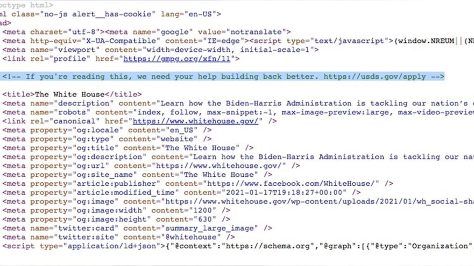 Code von der Website des Weißen Hauses Code von der Website des Weißen Hauses