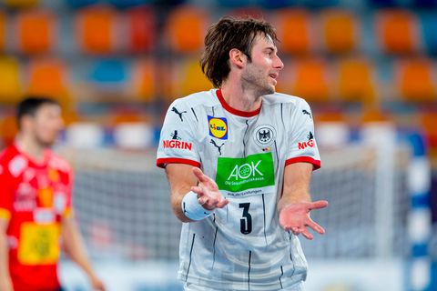 Uwe Gensheimer im Spiel der deutschen Nationalmannschaft gegen Spanien bei der Handball-WM in Kairo