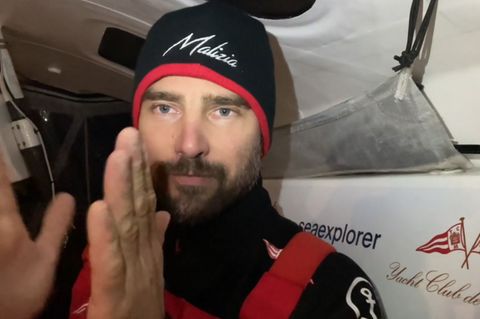 Screenshot aus einem Video des Seglers Boris Herrmann an Bord seiner Rennyacht