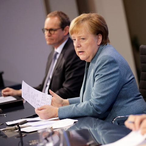 Michael Müller, Angela Merkel und Markus Söder
