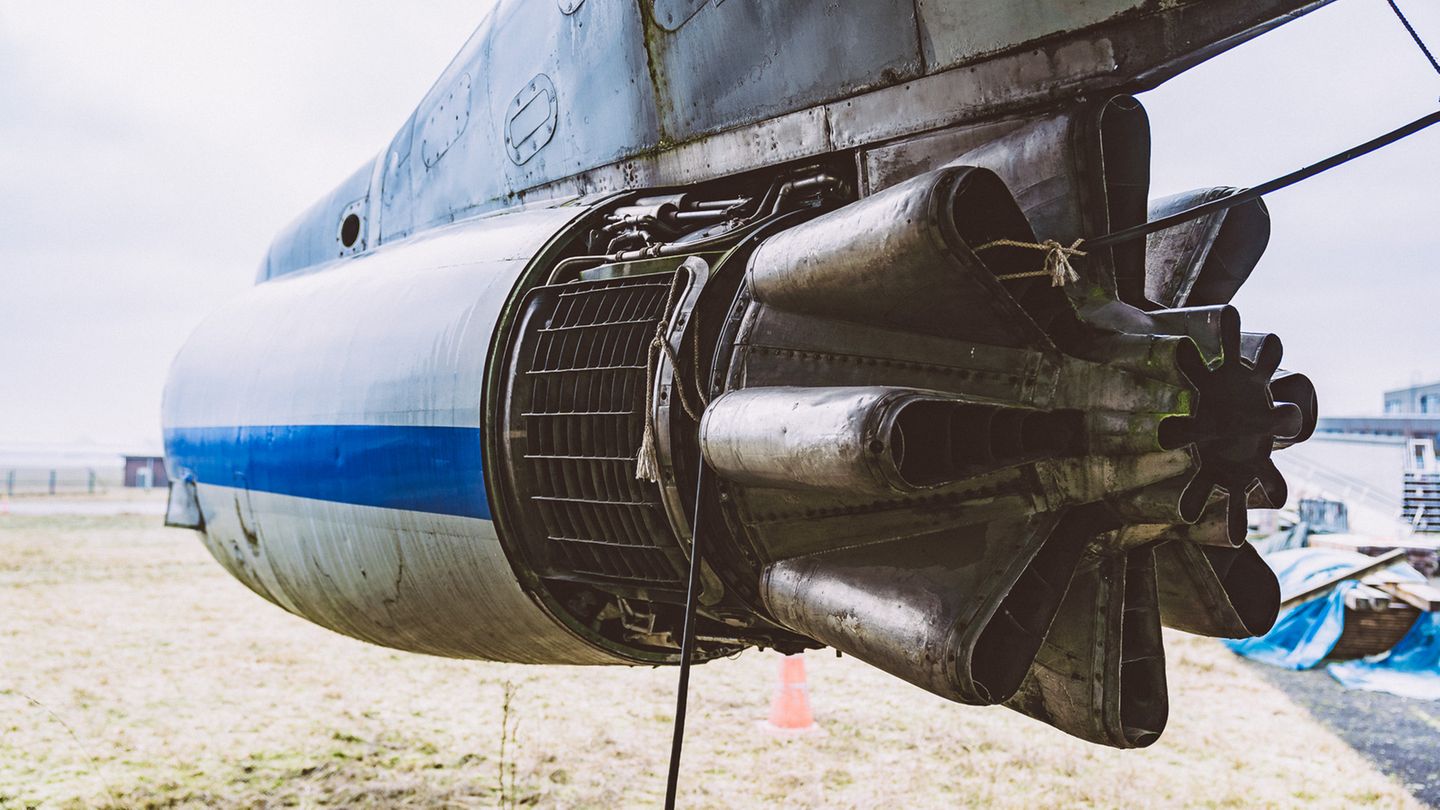 Technik aus den späten 1950er Jahren: Eines der vier Rolls-Royce Conway Mk 508 Turbofan-Triebwerke.