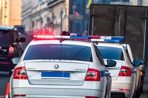 Ein Polizeiwagen in Russland