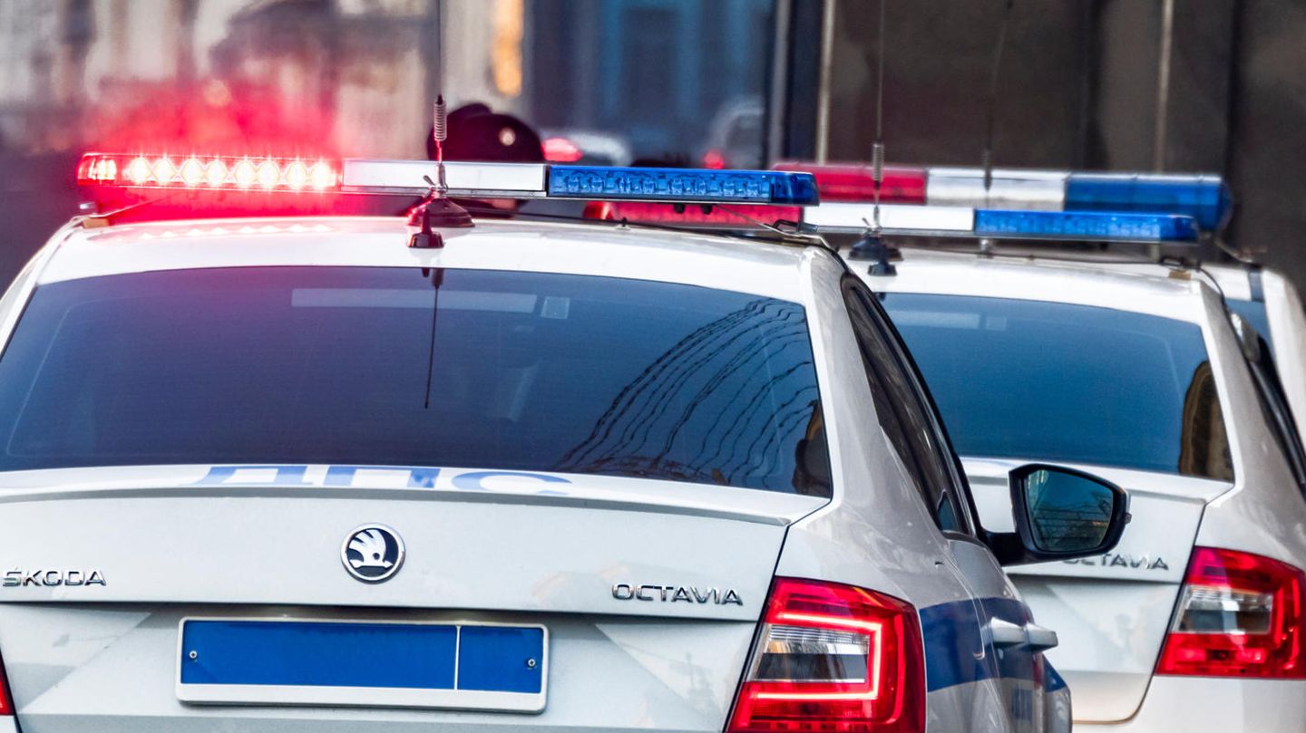 Ein Polizeiwagen in Russland