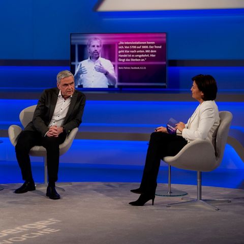 Zu Gast bei Moderatorin Sandra Maischberger waren unter anderem der Intensivmediziner Uwe Janssens (M.) und der Tübinger Oberbürgermeister Boris Palmer