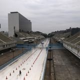 Tagsüber herrscht gähnende Leere: Die 700 Meter lange und 13 Meter breite Strecke an der Avenida Marqués de Sapucaí.