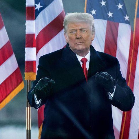Donald Trump ballt die Fäuste vor US-Flaggen