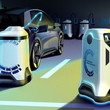 Beim VW-Laden wird der Tankvorgang vom Menschen per App oder aus dem Auto heraus per Car-to-X-Kommunikation gestartet und zuglei