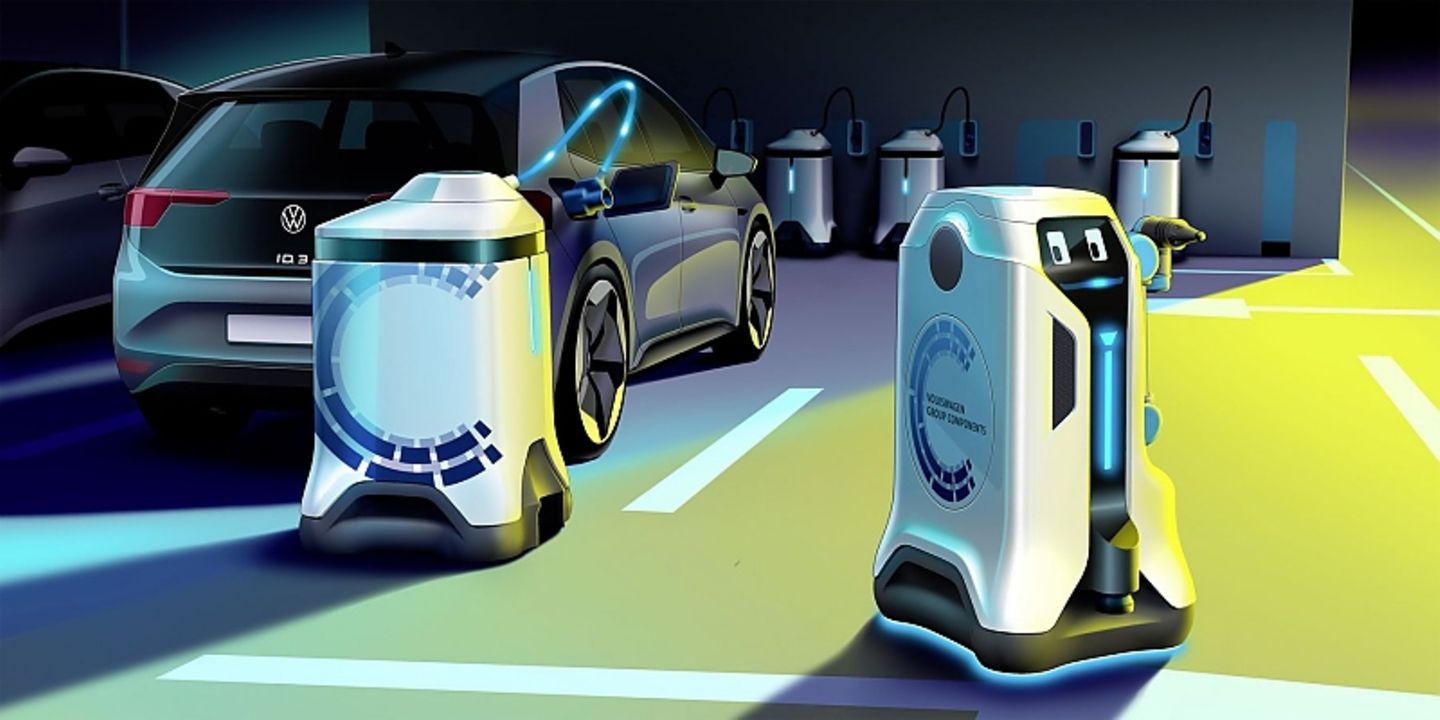 Beim VW-Laden wird der Tankvorgang vom Menschen per App oder aus dem Auto heraus per Car-to-X-Kommunikation gestartet und zuglei