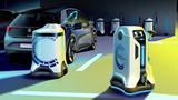 Beim VW-Laden wird der Tankvorgang vom Menschen per App oder aus dem Auto heraus per Car-to-X-Kommunikation gestartet und zuglei