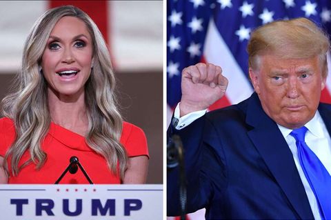 Lara Trump (l.) und Schwiegervater Donald Trump (r.)