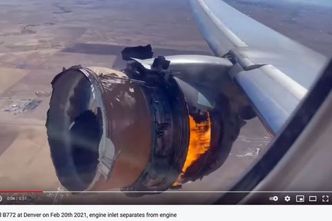 Boeing 777 von United: Notlandung in Denver: Video zeigt brennendes Triebwerk im Flug