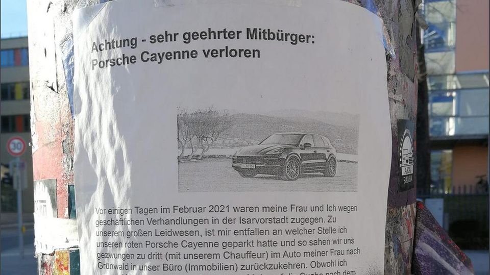 Das Plakat, mit dem nach dem Porsche gesucht wird Das Plakat, mit dem nach dem Porsche gesucht wird