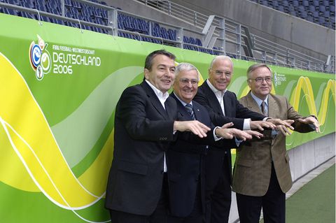 Wolfgang Niersbach, Theo Zwanziger, Franz Beckenbauer und Horst R. Schmidt