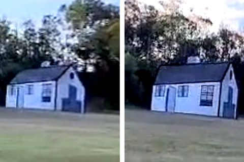 Optische Täuschung: Haus dreht sich beim Vorbeifahren