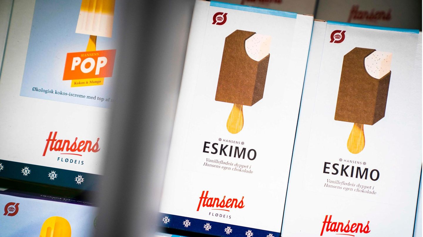 Eis mit dem Namen "Eskimo" der dänischen Firma Hansens Is