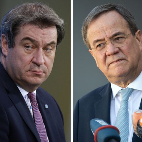 Von links: Unionsfraktionschef Ralph Brinkhaus (CDU), CSU-Parteichef Markus Söder und der CDU-Vorsitzende Armin Laschet