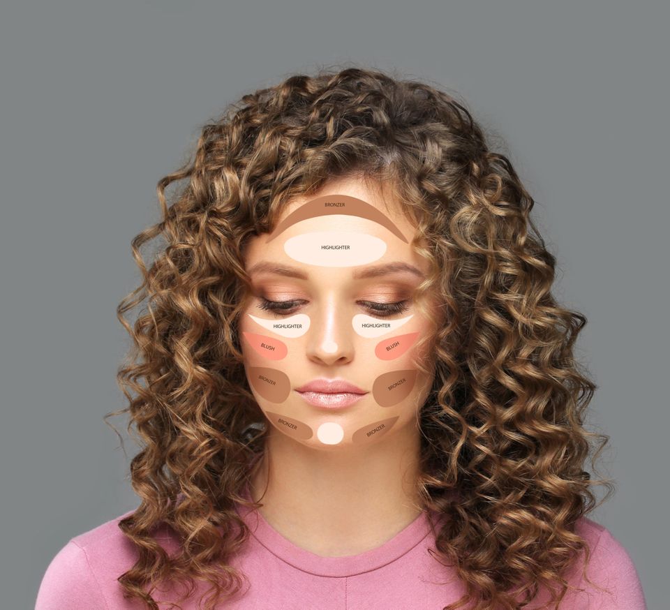 Contouring-Anleitung Frau hat Contouring-Technik angewandt