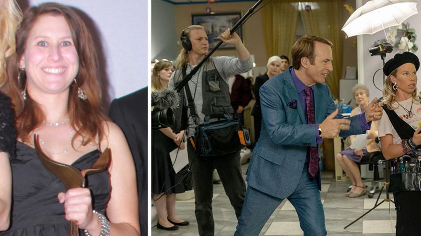 Drehbuchautorin Gennifer Hutchison und eine Szene aus "Better Call Saul"