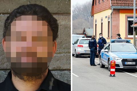 Fahndungsfoto; Polizei am Tatort in Weilerbach