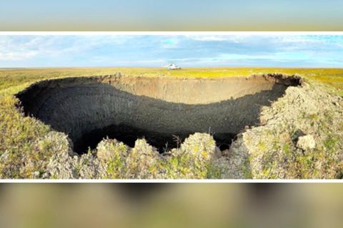 Erstes 3D-Model: Geheimnisvolle Krater: Drohnenaufnahmen vom Innern lösen Rätsel um die Riesen-Löcher