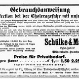 Auf Anweisung von Robert Koch lässt der Hamburger Senat zahlreiche Plakate und Flugblätter mit Informationen und Schutzmaßnahmen gegen die Cholera drucken. Private Unternehmen werben derweil in den Zeitungen für ihre Heilmittel.