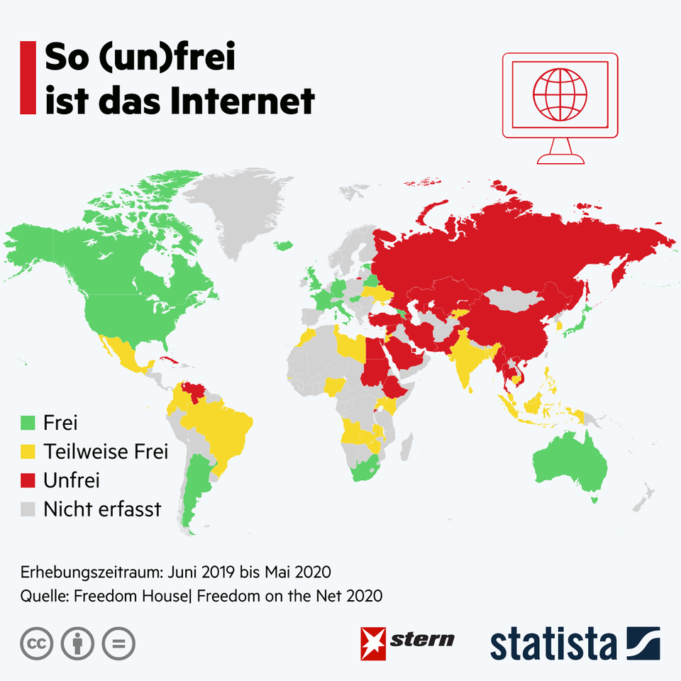 Länder-Ranking: So (un)frei ist das Internet Länder-Ranking: So (un)frei ist das Internet