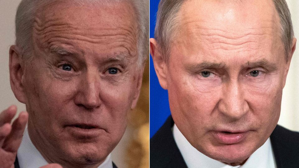 US-Präsident Joe Biden (l.) griff den russischen Präsidenten Wladimir Putin scharf an