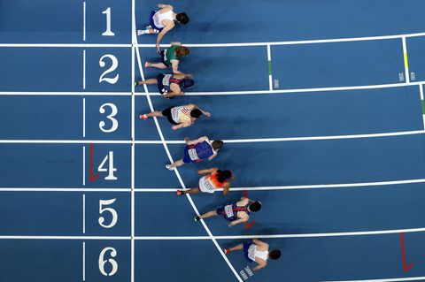 Warten auf den Startschuss: Läufer bei den Leichtathletik-Hallen-Europameisterschaften in Torun