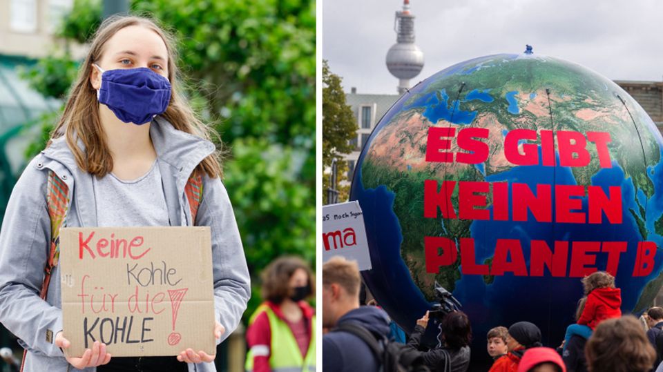 FFF-Klimaaktivistin Annika Kruse (l.) - Globaler Klimastreik in Berlin (r.)