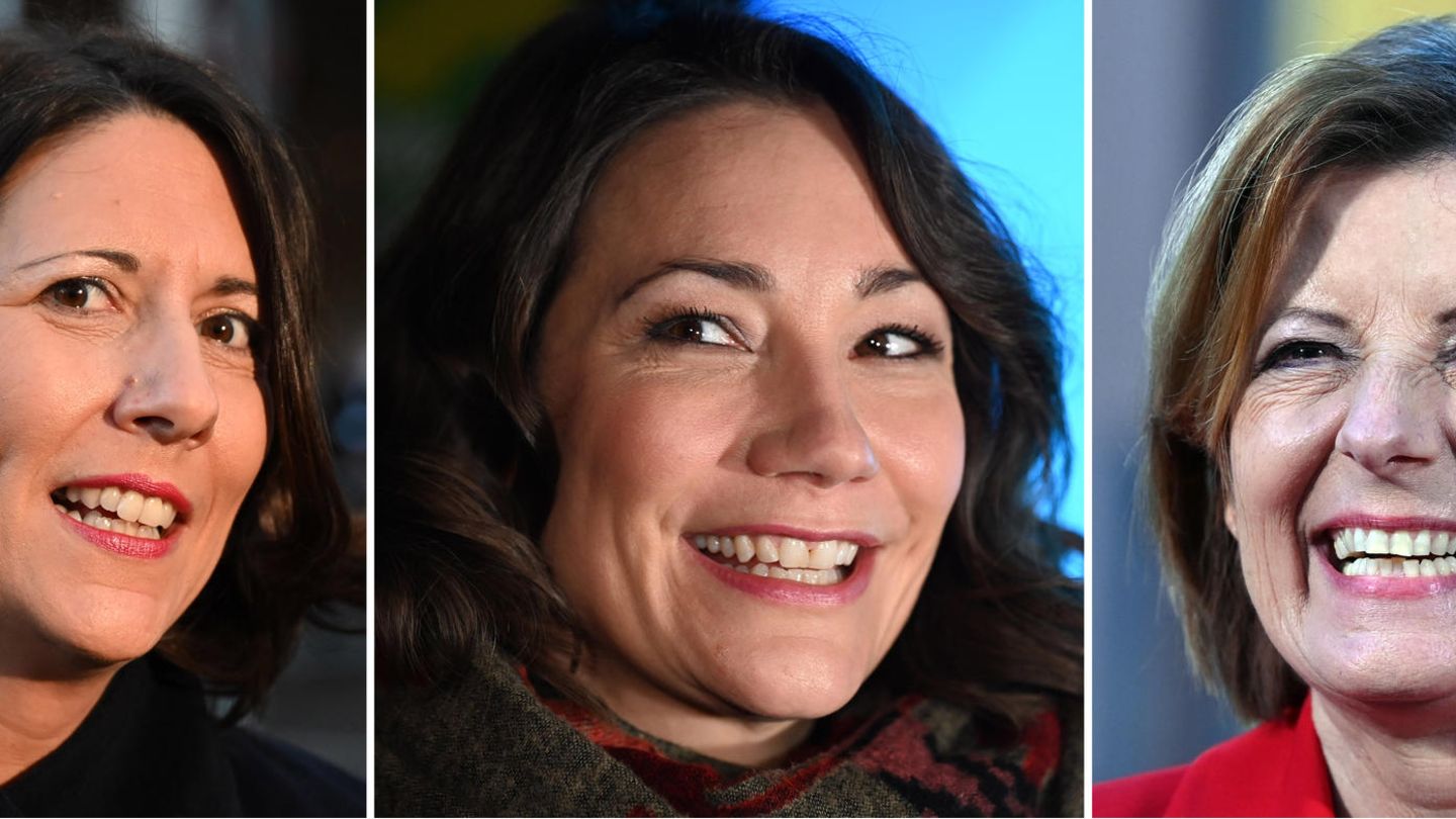 Landesregierung: Die Sondierungsgespräche zwischen den drei Spitzenkandidatinnen der letzten Landtagswahl laufen. So könnte die  rheinland-pfälzische Regierung dann aussehen: Daniela Schmitt (FDP, l-r), Anne Spiegel (Grüne) und Malu Dreyer (SPD).