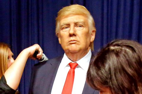 Donald Trump als Wachsfigur kurz vor der Enthüllung für die Öffentlichkeit im Januar 2017