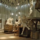 Kaltehofe: Die Ausstellung im neuen Museumskubus hinter der Villa zeigt auch Modelle und Skulpturen einiger Hamburger Brunnen und Wassersspiele.