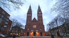 Das Portal der Kathedralkirche des Erzbistums Hamburg im Stadtteil St. Georg ragt seit etwas mehr als hundert Jahren in dieser Form in den Himmel. Der Sakralbau, der St. Marien-Dom, wurde Ende des 19. Jahrhunderts gebaut und geweiht.