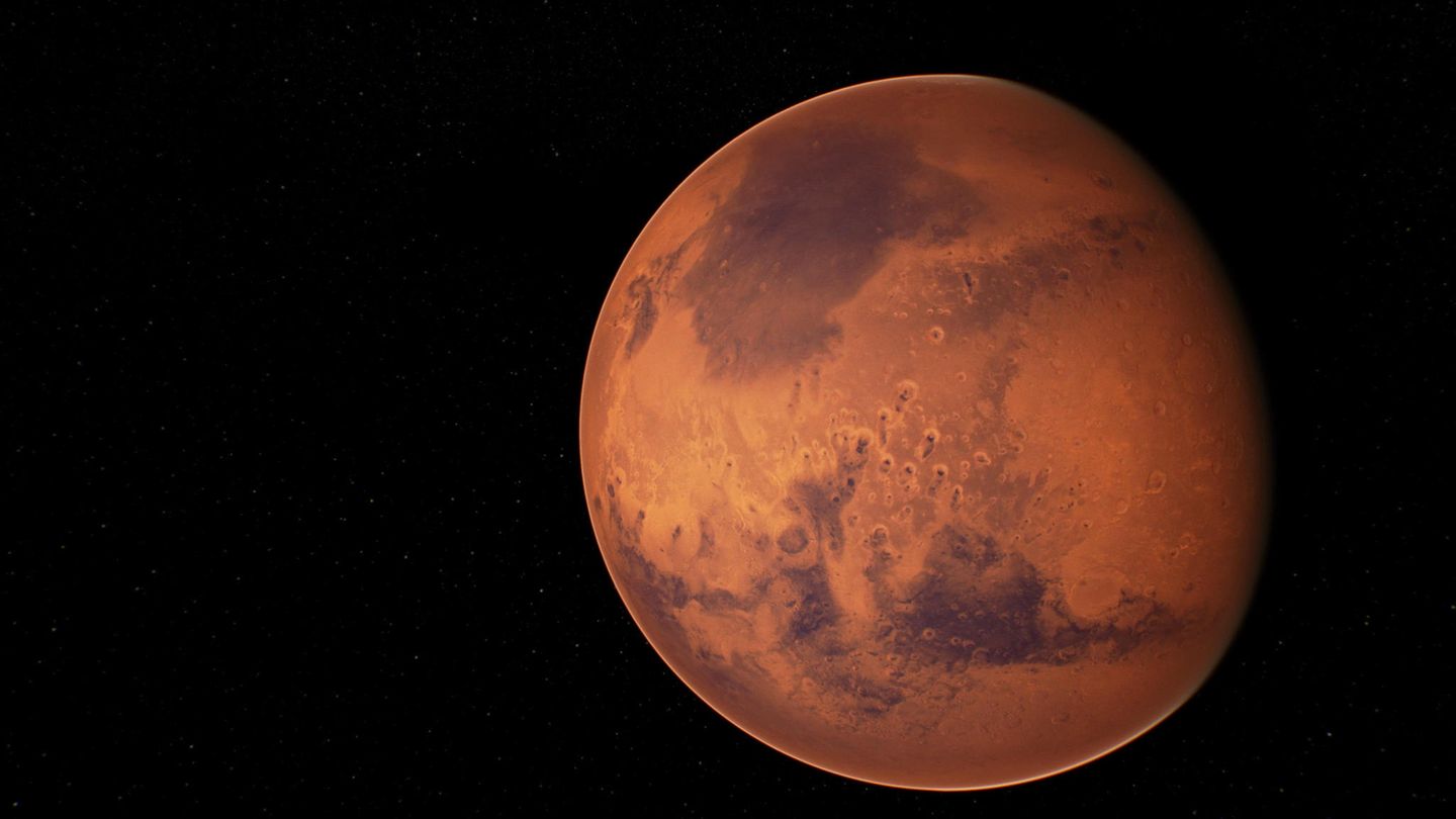 Der Planet Mars in voller Ansicht.