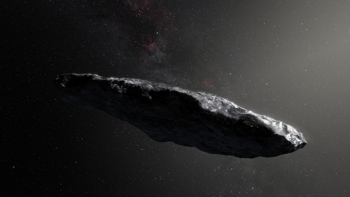 Künstlerische Darstellung des Asteroiden "Oumuamua"