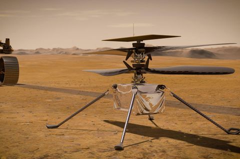 Simulation des Mars-Hubschraubers Ingenuity.