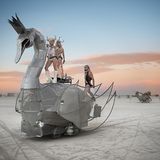 Swan - Lohengrin und zwei Schönheiten schweben auf dem Schwan herbei.