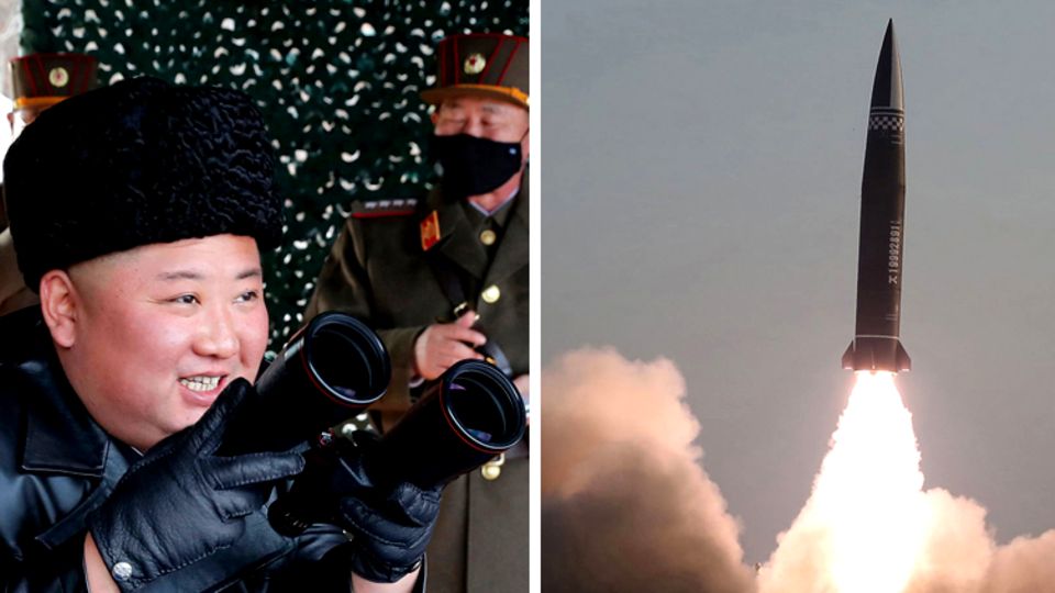 "Taktisches Lenkprojektil": Nordkorea testet neuen Raketentyp – Washington ist alarmiert Nordkoreas Machthaber Kim Jong Un (Archivbild) und die neue Rakete