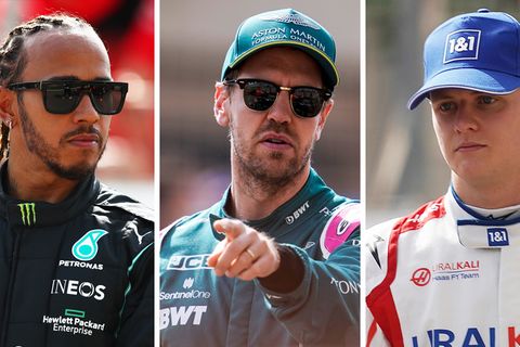 Die Weltmeister und der berühmte Lehrling: Lewis Hamilton, Sebastian Vettel und Mick Schumacher