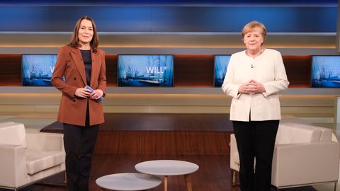 Anne Will und Angela Merkel