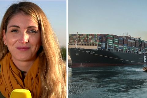 ntv-Reporterin Carolin Unger am Sueskanal