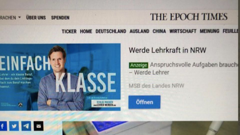 NRW wirbt auf Epoch Times NRW wirbt auf Epoch Times