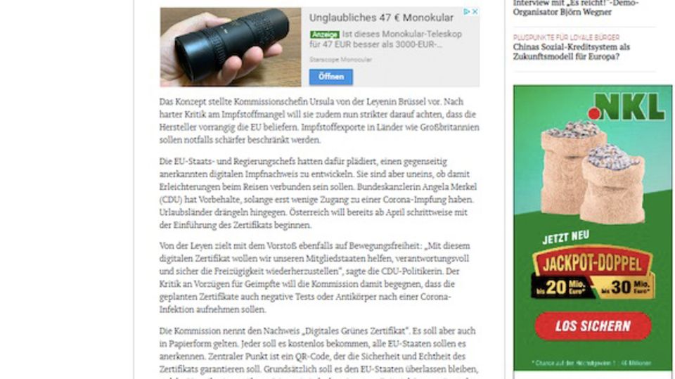 NKL-Anzeige auf der Epoch Times NKL-Anzeige auf der Epoch Times